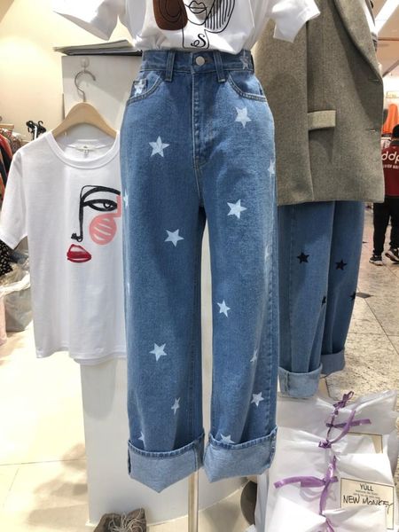 women's jeans star printed korean fashion biker streetwear jean femme pantalones straight cowboy denim trousers vintage clothes dm, Blue
women's jeans star printed korean fashion biker streetwear jean femme pantalones straight cowboy denim trousers vintage clothes dm, Blue