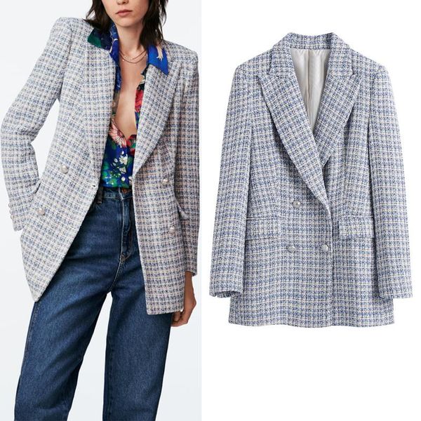 women's suits & blazers alinemyer 2021 tweed blazer woman blue plaid for women elegant office fashion double breasted long sleeve autum, White;black
women's suits & blazers alinemyer 2021 tweed blazer woman blue plaid for women elegant office fashion double breasted long sleeve autum, White;black