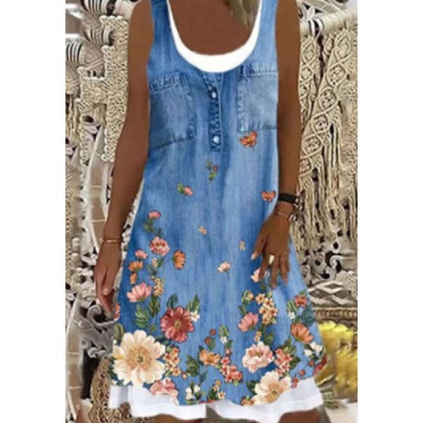 women's spring printed casual strap sleeveless round neck a-line dress, Black;gray
women's spring printed casual strap sleeveless round neck a-line dress, Black;gray