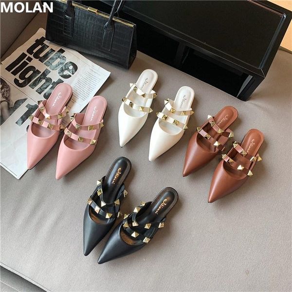 brand designer fashion luxury rivet pointed flat leather slippers narrow band socofy shoes loafers mules flip flops, Black
brand designer fashion luxury rivet pointed flat leather slippers narrow band socofy shoes loafers mules flip flops, Black
