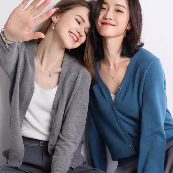 12 colors womens knits tees single breasted elegant cardigan loose v-neck long sleeve thin sweaters women button cotton soft knit coat, White
12 colors womens knits tees single breasted elegant cardigan loose v-neck long sleeve thin sweaters women button cotton soft knit coat, White