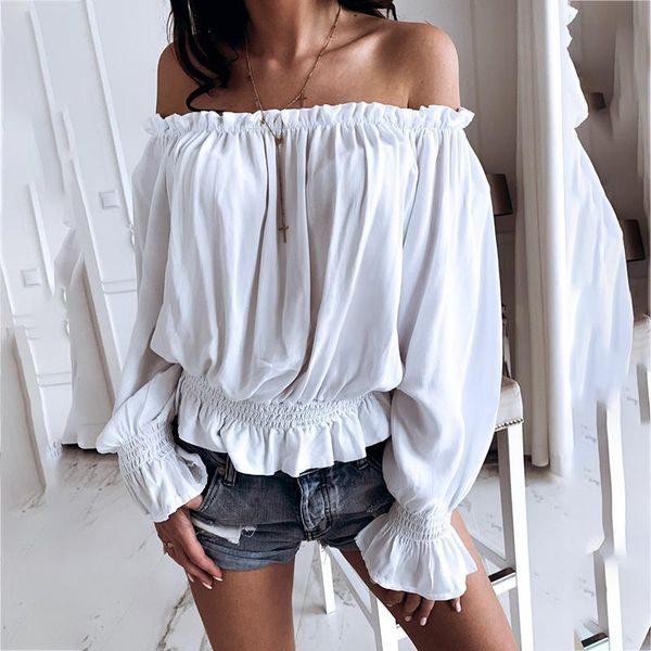 women's blouses & shirts off the shoulder ruffle long sleeve pink blouse ladies spring and autumn loose solid color plus size y2k cloth, White
women's blouses & shirts off the shoulder ruffle long sleeve pink blouse ladies spring and autumn loose solid color plus size y2k cloth, White