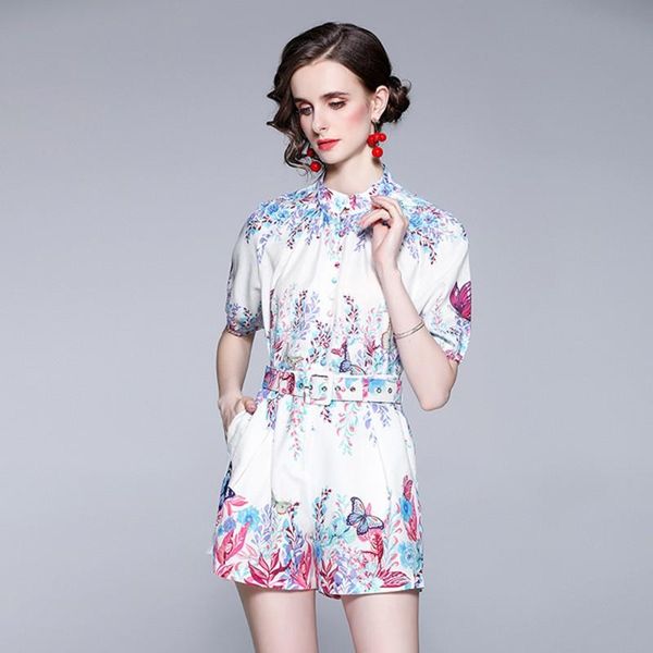 women's tracksuits summer floral printing casual shorts 2 pieces sets stand collar single-breasted short sleeve blouse & fashion outfit, Gray
women's tracksuits summer floral printing casual shorts 2 pieces sets stand collar single-breasted short sleeve blouse & fashion outfit, Gray