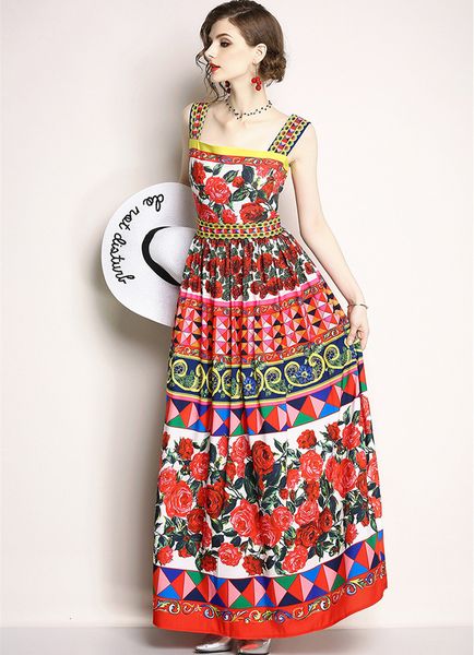 casual dresses brand runway maxi dress summer cute women luxury rose floral print spaghetti strap party long vestidos robe femme k, Black;gray
casual dresses brand runway maxi dress summer cute women luxury rose floral print spaghetti strap party long vestidos robe femme k, Black;gray