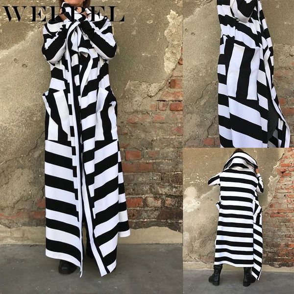 women's fashion hooded striped loose long coat autumn casual long-sleeved cardigan splicing pocket jackets, Black;brown
women's fashion hooded striped loose long coat autumn casual long-sleeved cardigan splicing pocket jackets, Black;brown