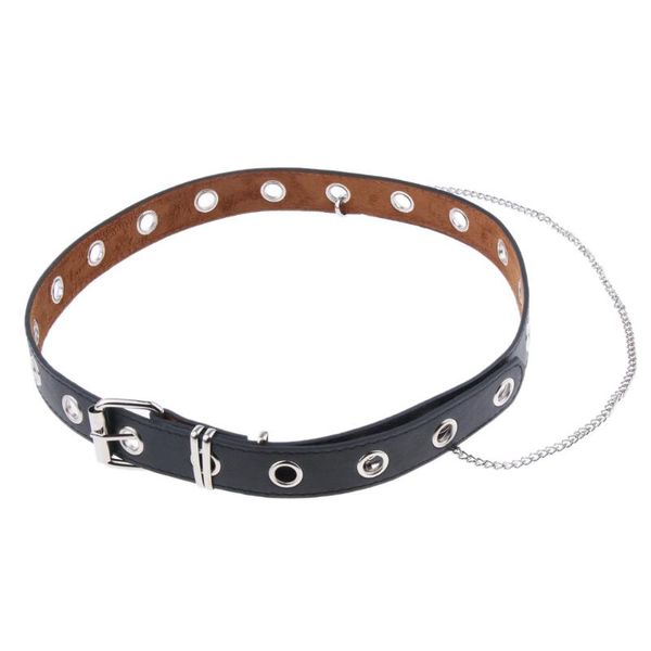 belts womens punk hollow rivets grommet leather belt with alloy buckle metal chain, Black;brown
belts womens punk hollow rivets grommet leather belt with alloy buckle metal chain, Black;brown