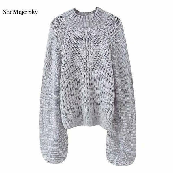 shemujersky gray sweter women loose knitted sweaters 2021 lantern sleeve pullovers sweater women's, White;black
shemujersky gray sweter women loose knitted sweaters 2021 lantern sleeve pullovers sweater women's, White;black