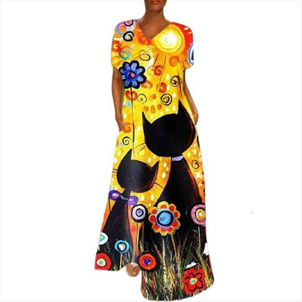cute cat boho womens dresses plus size maxi fashion summer portrait print long s-5xl femme robe, Black;gray
cute cat boho womens dresses plus size maxi fashion summer portrait print long s-5xl femme robe, Black;gray