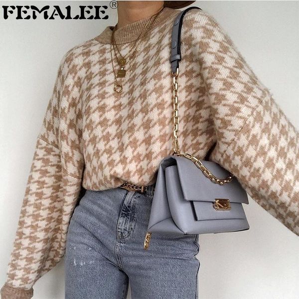 women geometric black knitted sweater casual houndstooth lady pullover female autumn winter retro jumper women's sweaters, White;black
women geometric black knitted sweater casual houndstooth lady pullover female autumn winter retro jumper women's sweaters, White;black