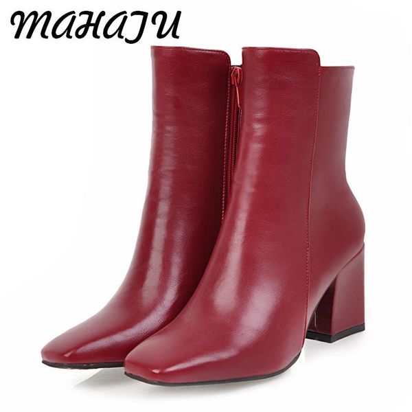 boots women side zipper comfortable mid square heel ankle fashion warm winter shoes black red white 2021
boots women side zipper comfortable mid square heel ankle fashion warm winter shoes black red white 2021