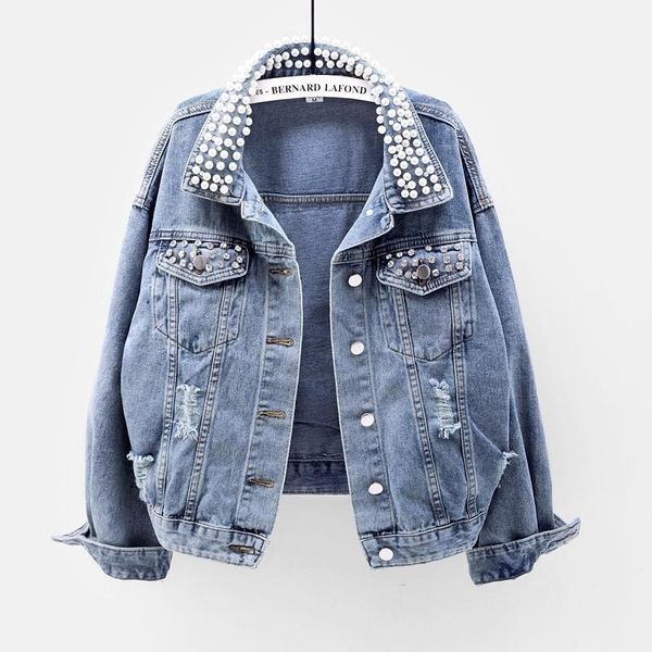 women's jackets 2021 spring autumn vintage beading patch design sequins holes short denim jacket female coat loose jeans women outerwea, Black;brown
women's jackets 2021 spring autumn vintage beading patch design sequins holes short denim jacket female coat loose jeans women outerwea, Black;brown