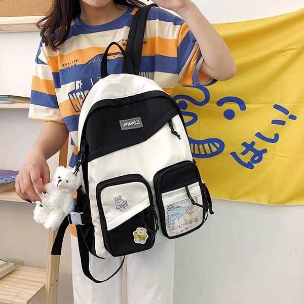 school bags harajuku fashion women's backpack simple contrast color student bag nylon large-capacity travel backpacks 2021
school bags harajuku fashion women's backpack simple contrast color student bag nylon large-capacity travel backpacks 2021