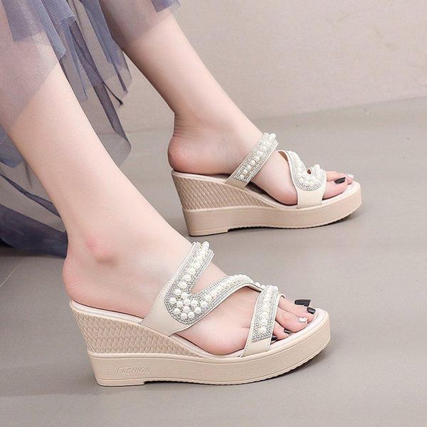 platform wedge slippers sandals women pearl shoes summer casual outdoor height increase slides mujer 2021, Black
platform wedge slippers sandals women pearl shoes summer casual outdoor height increase slides mujer 2021, Black