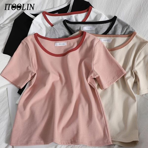 women's t-shirt itoolin spring summer women 2021 o-neck short sleeve crop female slim contrast color tees korean fashion clothing, White
women's t-shirt itoolin spring summer women 2021 o-neck short sleeve crop female slim contrast color tees korean fashion clothing, White