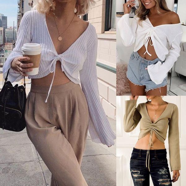 women's sweaters women autumn long sleeve sweater v-neck ruched drawstring solid color ribbed knitted pullover jumper shirts stree, White;black
women's sweaters women autumn long sleeve sweater v-neck ruched drawstring solid color ribbed knitted pullover jumper shirts stree, White;black