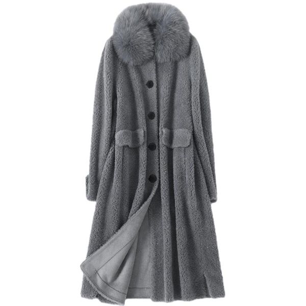 women's fur & faux 100% real woolen coat korea 2021 winter with collar elegant jacket warm female sheep shearing long, Black
women's fur & faux 100% real woolen coat korea 2021 winter with collar elegant jacket warm female sheep shearing long, Black