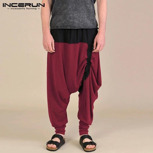 men harem pants joggers streetwear drawstring patchwork drop crotch trousers elastic waist baggy casual s-5xl men's, Black 
men harem pants joggers streetwear drawstring patchwork drop crotch trousers elastic waist baggy casual s-5xl men's, Black