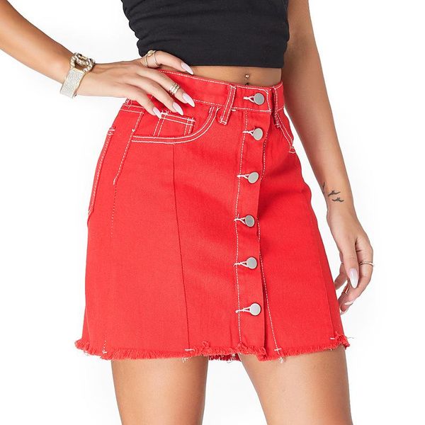 arrivals summer style denim skirt women high-waist red solid single breasted night club short skirts, Black
arrivals summer style denim skirt women high-waist red solid single breasted night club short skirts, Black