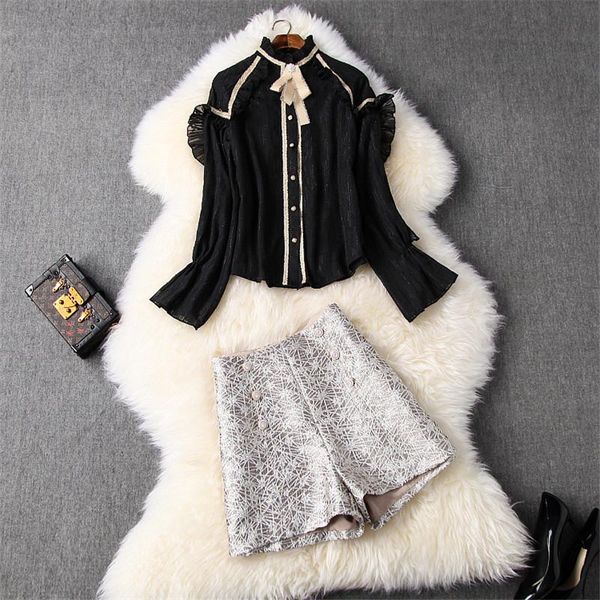 two piece dress 2021 spring runway fashion women's set elegant lady office outfit bowknot loose chiffon blouse and embroidery shorts su, White
two piece dress 2021 spring runway fashion women's set elegant lady office outfit bowknot loose chiffon blouse and embroidery shorts su, White