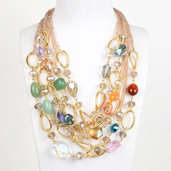 guaiguai jewelry 6 strands multi color agate gems stone crystal necklace handmade for women real jewlery lady fashion jewellery, Silver
guaiguai jewelry 6 strands multi color agate gems stone crystal necklace handmade for women real jewlery lady fashion jewellery, Silver