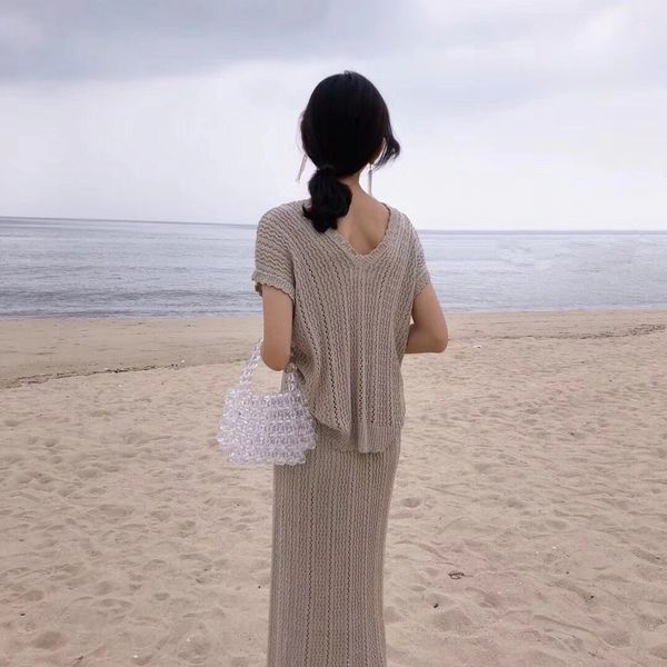 dresses women 2021 summer knitted 2 piece v neck + wrap hip high elastic waist skirt set outfits matching sets, White
dresses women 2021 summer knitted 2 piece v neck + wrap hip high elastic waist skirt set outfits matching sets, White