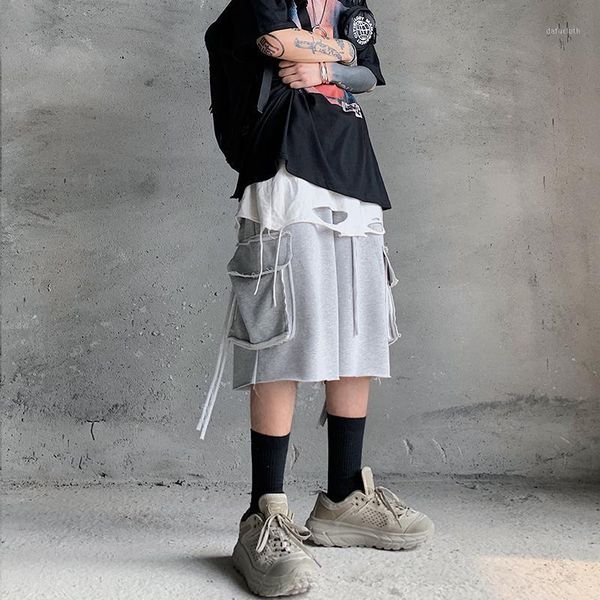 men's shorts loose casual 5 pants high street style large pocket cargo tighten the waist, White;black
men's shorts loose casual 5 pants high street style large pocket cargo tighten the waist, White;black