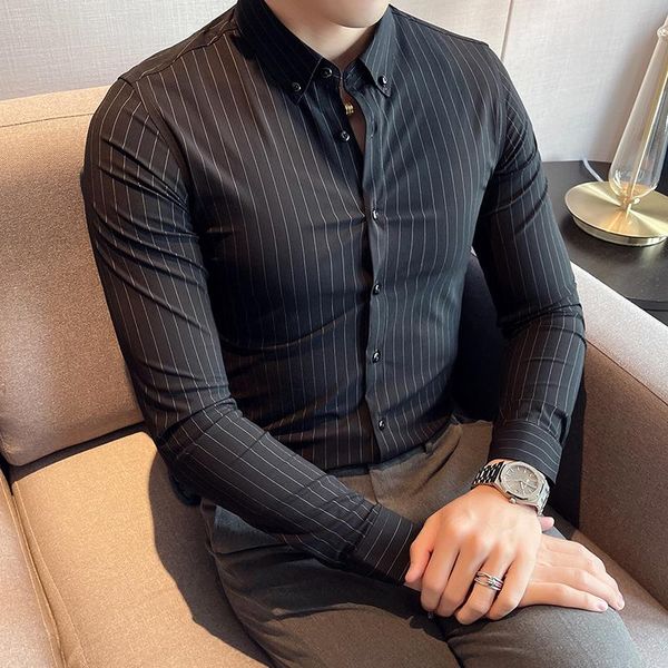 men's casual shirts autumn business formal wear men striped long sleeve simple all match slim fit office social shirt tuxedo, White;black
men's casual shirts autumn business formal wear men striped long sleeve simple all match slim fit office social shirt tuxedo, White;black