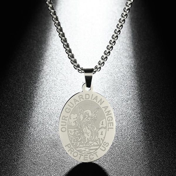 pendant necklaces our guardian angel necklace for women female protect us amulet stainless steel jewelry european vintage neckalce, Silver
pendant necklaces our guardian angel necklace for women female protect us amulet stainless steel jewelry european vintage neckalce, Silver