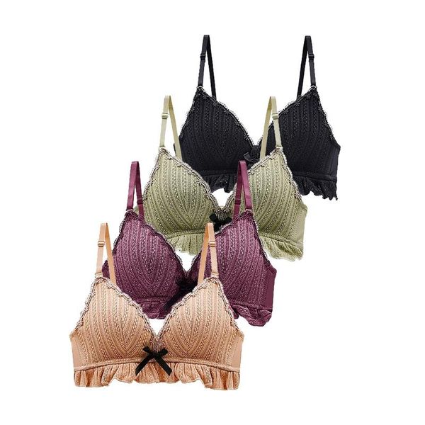 bras french cup soft bra comfortable underwear wireless lace bralette 3/4 intimate lingerie thin seamless for women, Red;black
bras french cup soft bra comfortable underwear wireless lace bralette 3/4 intimate lingerie thin seamless for women, Red;black