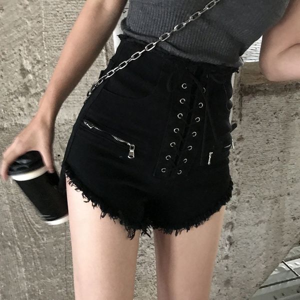 summer fashion zipper high waist female college style lace up korean denim shorts, Blue
summer fashion zipper high waist female college style lace up korean denim shorts, Blue