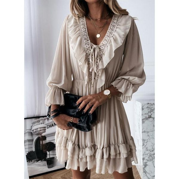 casual dresses fashion women's party dress elegant long sleeve ruffle chiffon pleated lace patchwork v neck ladies vestidos summer, Black;gray
casual dresses fashion women's party dress elegant long sleeve ruffle chiffon pleated lace patchwork v neck ladies vestidos summer, Black;gray