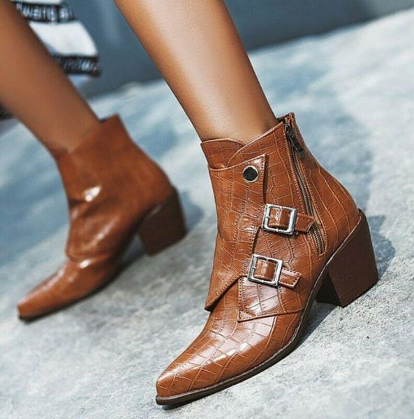 boots us4.5-10.5 womens pointy toe ankle boot snakeskin buckle strap faux leather shoe1, Black
boots us4.5-10.5 womens pointy toe ankle boot snakeskin buckle strap faux leather shoe1, Black