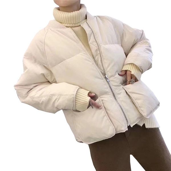 women's trench coats 2021 hong kong style bread students short paragraph loose bf harajuku cotton padded winter wild coat, Tan;black