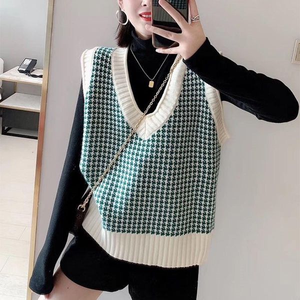 women's vests hirigin spring autumn women printed loose casual preppy style knitted vest 2021 fashion ol streetwear v-neck pullover kni, Black;white
women's vests hirigin spring autumn women printed loose casual preppy style knitted vest 2021 fashion ol streetwear v-neck pullover kni, Black;white