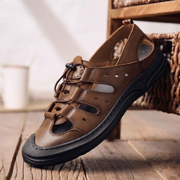 sandals summer fashion leisure beach men shoes leather head layer cowhide men's, Black
sandals summer fashion leisure beach men shoes leather head layer cowhide men's, Black