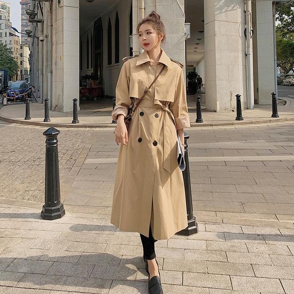 women's trench coats windbreaker long big size ladies cloak spring autumn korean loose commuter coat khaki cotton female, Tan;black
women's trench coats windbreaker long big size ladies cloak spring autumn korean loose commuter coat khaki cotton female, Tan;black