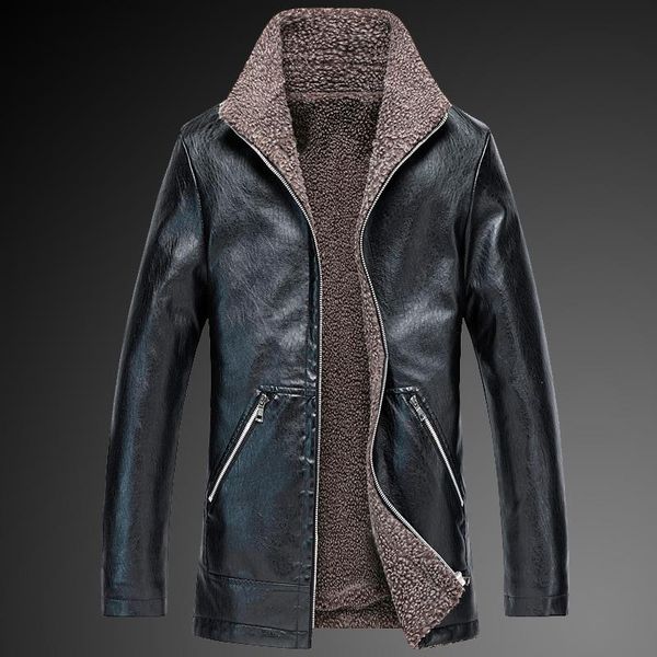 men's leather & faux spring pilot bomber medium style jacket men military autumn thick warm flight male fleece coat shearl outwear, Black
men's leather & faux spring pilot bomber medium style jacket men military autumn thick warm flight male fleece coat shearl outwear, Black