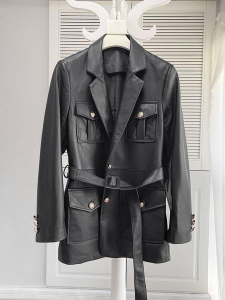 women's leather & faux women's 2021 sheepskin medium long black fashion slim suit collar coat autumn
women's leather & faux women's 2021 sheepskin medium long black fashion slim suit collar coat autumn