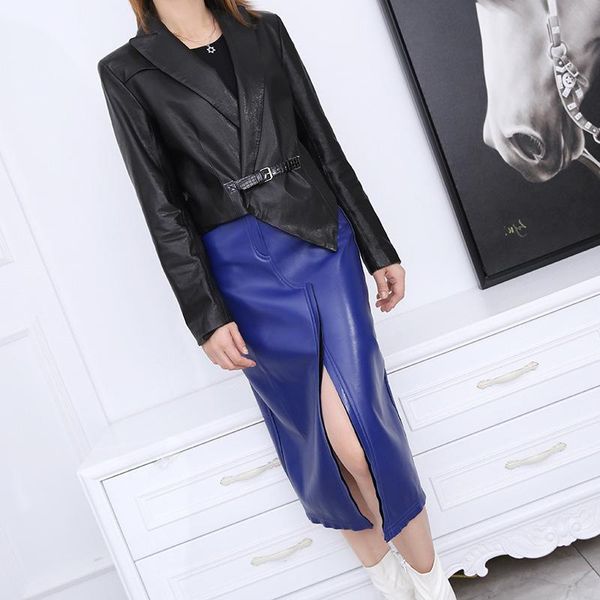 women's leather & faux spring women 2021 genuine blazer jackets chic ol elegant short coat c716, Black
women's leather & faux spring women 2021 genuine blazer jackets chic ol elegant short coat c716, Black