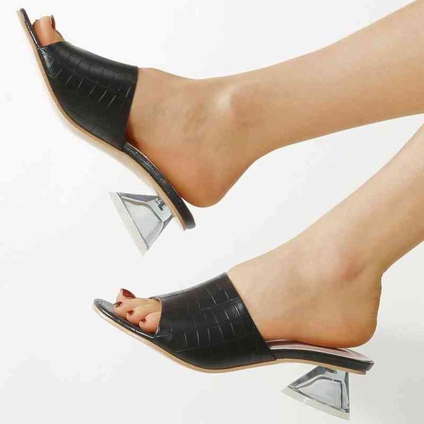 net red crystal heel sandals pulama slippers women's large stone grain leather outer wear thick heel flat shoes and half slippers, Black
net red crystal heel sandals pulama slippers women's large stone grain leather outer wear thick heel flat shoes and half slippers, Black