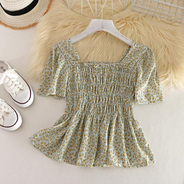 women's blouses & shirts women floral print 2021 summer short sleeve fashion square neck blouse ladies chiffon crop, White
women's blouses & shirts women floral print 2021 summer short sleeve fashion square neck blouse ladies chiffon crop, White