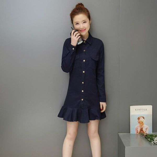 casual dresses spring female long sleeve lapel denim dress loose fit a-line ruffle kawaii mini women single breasted jean, Black;gray
casual dresses spring female long sleeve lapel denim dress loose fit a-line ruffle kawaii mini women single breasted jean, Black;gray