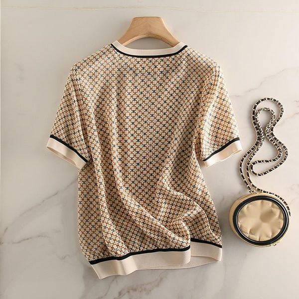 women's t-shirt female romantic blouse short-sleeve plaid pattern, elegant printed shirt with short sleeve for summer 1agw, White
women's t-shirt female romantic blouse short-sleeve plaid pattern, elegant printed shirt with short sleeve for summer 1agw, White