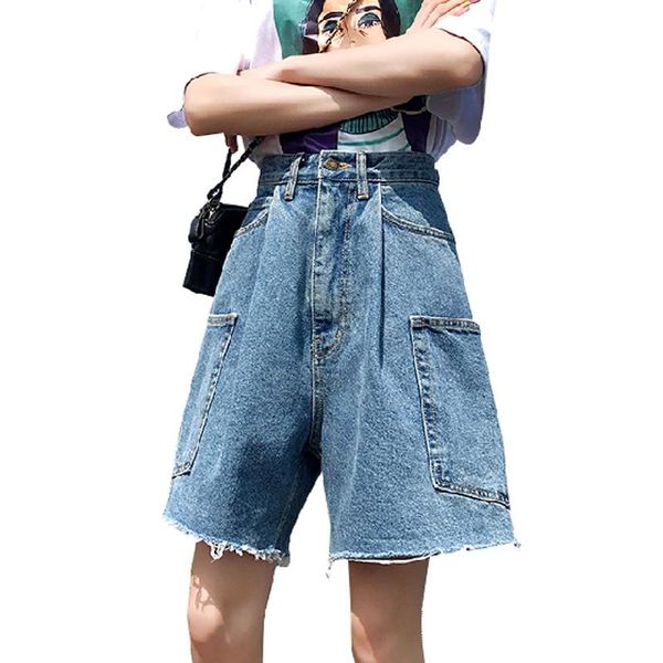women's jeans lucyever women high waist shorts tassel pocket denim blue wide leg streetwear summer cotton boyfriend jean 2021
women's jeans lucyever women high waist shorts tassel pocket denim blue wide leg streetwear summer cotton boyfriend jean 2021