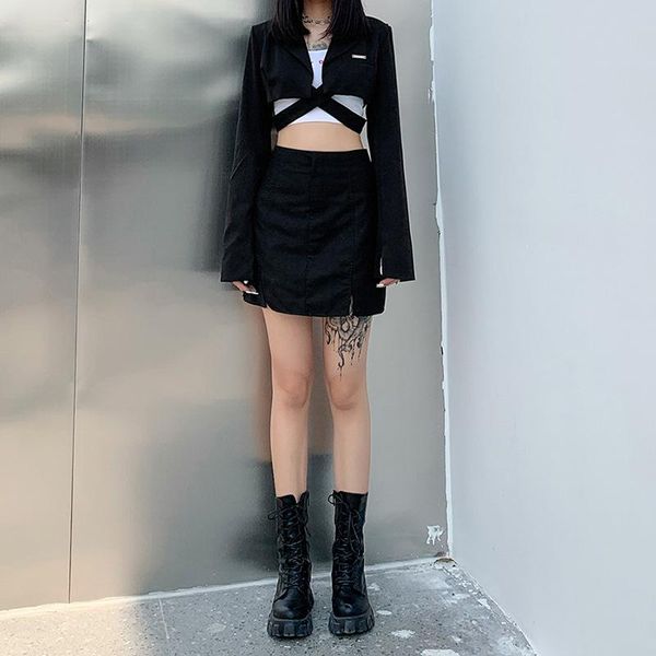 women lace up cross waist belt tie casual black suit coat vintage autumn long sleeve blazer streetwear cropped women's suits & bla, White;black
women lace up cross waist belt tie casual black suit coat vintage autumn long sleeve blazer streetwear cropped women's suits & bla, White;black