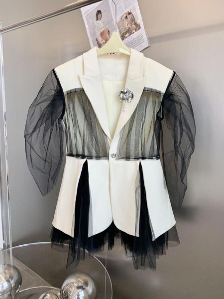 women's suits & blazers 2021 autumn fashion women mesh patchwork blazer jacket for female high qualtiy coat ddxgz2v 7.01, White;black
women's suits & blazers 2021 autumn fashion women mesh patchwork blazer jacket for female high qualtiy coat ddxgz2v 7.01, White;black
