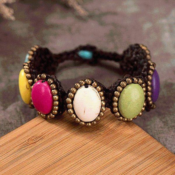 charm bracelets bohemian ethnic style retro oval semi-precious stones women's bracelet wax rope hand-woven beach female bangle jewelry, Golden;silver
charm bracelets bohemian ethnic style retro oval semi-precious stones women's bracelet wax rope hand-woven beach female bangle jewelry, Golden;silver
