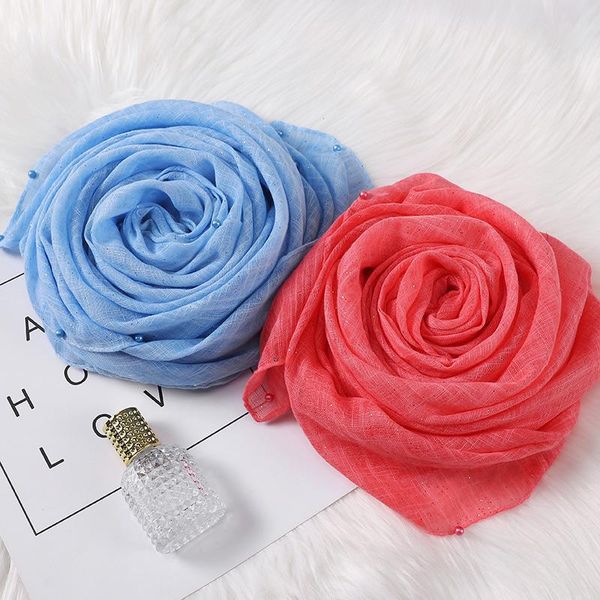 scarves soft linen cotton scarf shawls muslim hijab wraps with pearl decor headband long for ladies headwraps, Blue;gray
scarves soft linen cotton scarf shawls muslim hijab wraps with pearl decor headband long for ladies headwraps, Blue;gray