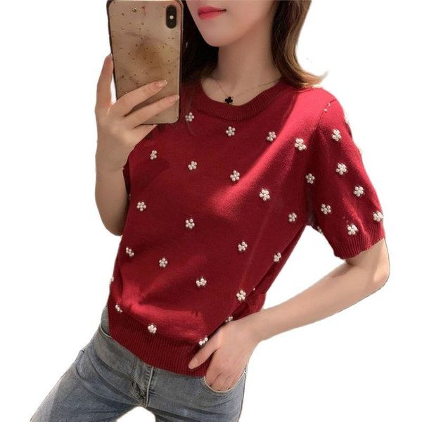 women's t-shirt loose-fit sweater with short sleeves, trendy mid-length sleeves and sparkling diamonds, summer 2021 collection, White
women's t-shirt loose-fit sweater with short sleeves, trendy mid-length sleeves and sparkling diamonds, summer 2021 collection, White