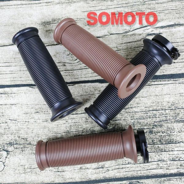 handlebars vintage motorcycle handle grips round rubber black and brown of motobike with end cap
handlebars vintage motorcycle handle grips round rubber black and brown of motobike with end cap